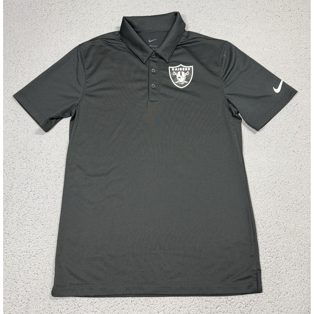 Nike Raiders Polo Shirt Mens Small Black NFL Football Dri Fit Short Sleeve